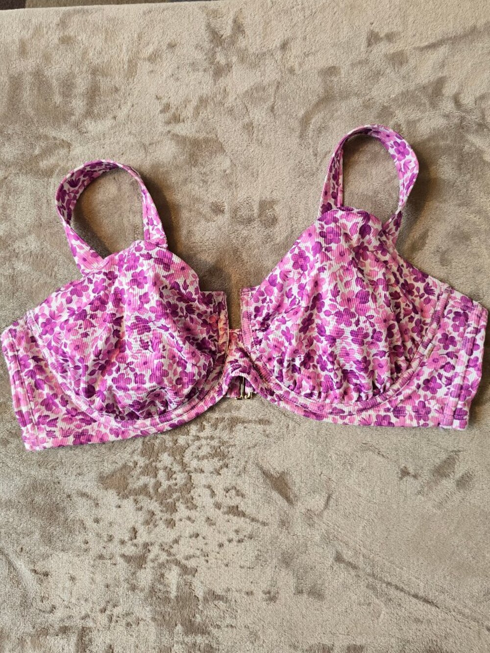 La Vie en Rose AQUA Floral Underwire Bikini Top - Size Large D (L/D)